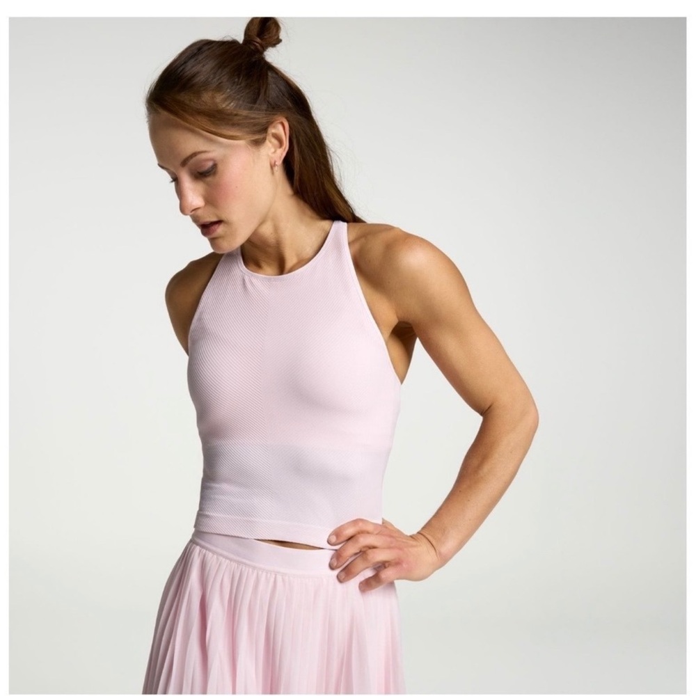 NWT CALIA light pink racerback ribbed tank top with built-in bra, XXL